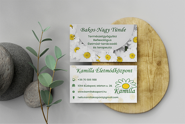 kamilla_nevjegymockup Kamilla Életmódközpont névjegykártya